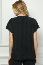 Load image into Gallery viewer, See and Be Seen Glitter Textured Short Sleeve Top in Black Shirts &amp; Tops See and Be Seen   
