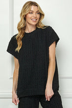 Load image into Gallery viewer, See and Be Seen Glitter Textured Short Sleeve Top in Black Shirts &amp; Tops See and Be Seen   
