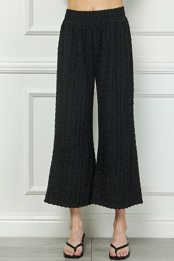 See and Be Seen Glitter Textured Cropped Pants in Black Pants See and Be Seen   