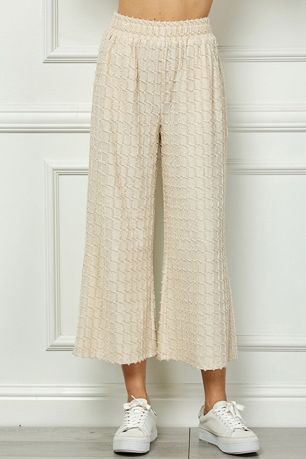See and Be Seen Glitter Textured Cropped Pants in Cream Pants See and Be Seen   