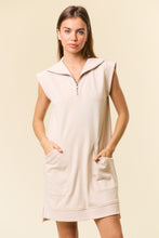 Load image into Gallery viewer, Doe and Rae Half Zip Front Mini Dress in Oat
