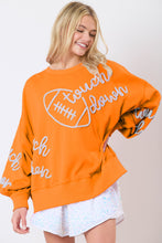 Load image into Gallery viewer, Peach Love TOUCHDOWN &amp; FOOTBALL Sweatshirt in Orange
