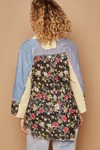 Load image into Gallery viewer, POL Oversized Mixed Print Top with Raglan Sleeves in Denim/Black
