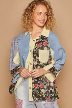 Load image into Gallery viewer, POL Oversized Mixed Print Top with Raglan Sleeves in Denim/Black
