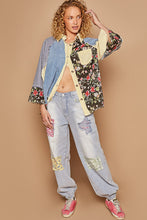 Load image into Gallery viewer, POL Oversized Mixed Print Top with Raglan Sleeves in Denim/Black
