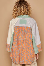 Load image into Gallery viewer, POL Oversized Mixed Print Top with Raglan Sleeves in Cream/Orange Shirts &amp; Tops POL Clothing   
