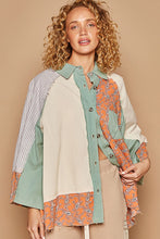 Load image into Gallery viewer, POL Oversized Mixed Print Top with Raglan Sleeves in Cream/Orange Shirts &amp; Tops POL Clothing   
