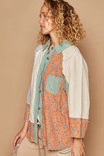 Load image into Gallery viewer, POL Oversized Mixed Print Top with Raglan Sleeves in Cream/Orange Shirts &amp; Tops POL Clothing   
