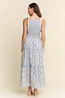 J.nna Floral Print Maxi Dress in Pastel Blue