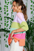 Vine & Love Color Block Lightweight Sweater Top in Multi