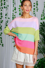 Load image into Gallery viewer, Vine &amp; Love Color Block Lightweight Sweater Top in Multi ON ORDER
