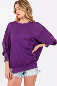 Sewn+Seen Oversized Top with Slit Details in Purple Shirts & Tops Sewn+Seen   