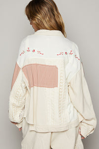 POL Oversized Crochet and Embroidery Jacket in Ivory Jacket POL Clothing   