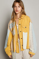 POL Oversized Crochet and Embroidery Jacket in Ginkgo Yellow Jacket POL Clothing   