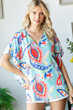 Load image into Gallery viewer, First Love Floral Print Poncho Top in Blue Multi
