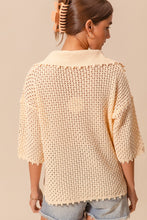 Load image into Gallery viewer, So Me Open Knit Sweater Top with Flowers in Oatmeal
