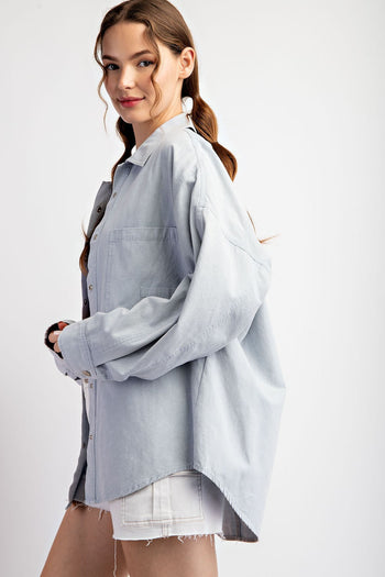 ee:some Mineral Washed Cargo Pocket Jacket in Pale Blue