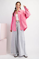 ee:some Mineral Washed Cargo Pocket Jacket in Pink