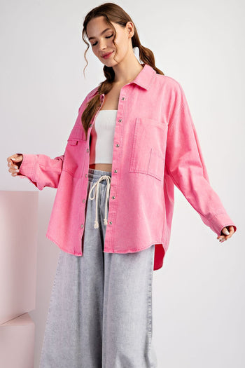 ee:some Mineral Washed Cargo Pocket Jacket in Pink