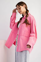 ee:some Mineral Washed Cargo Pocket Jacket in Pink