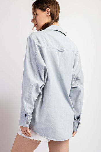 ee:some Mineral Washed Cargo Pocket Jacket in Pale Blue