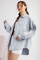 ee:some Mineral Washed Cargo Pocket Jacket in Pale Blue