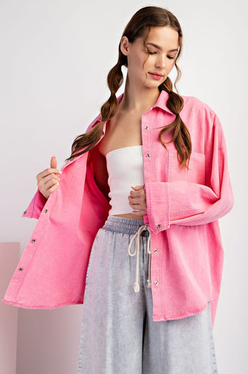 ee:some Mineral Washed Cargo Pocket Jacket in Pink