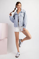 ee:some Mineral Washed Distressed Denim Jacket in Pale Blue