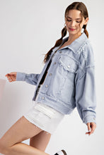 Load image into Gallery viewer, ee:some Mineral Washed Distressed Denim Jacket in Pale Blue
