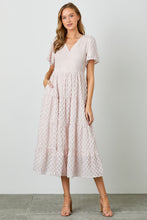 Load image into Gallery viewer, Polagram Textured Wrapped Bodice Midi Dress in Light Pink
