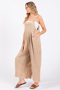 Sewn+Seen Mineral Washed Scuba Jumpsuit in Taupe