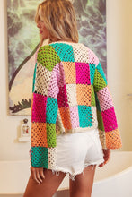 Load image into Gallery viewer, BiBi Checkered Pattern Open Front Cardigan in Oatmeal Multi
