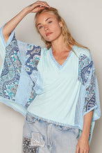 Load image into Gallery viewer, POL Oversized Contrasting Pattern Top in Soda Candy Shirts &amp; Tops POL Clothing   
