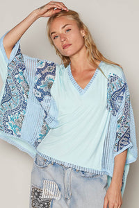 POL Oversized Contrasting Pattern Top in Soda Candy Shirts & Tops POL Clothing   