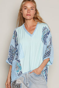 POL Oversized Contrasting Pattern Top in Soda Candy Shirts & Tops POL Clothing   