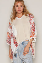 Load image into Gallery viewer, POL Oversized Contrasting Pattern Top in Oatmeal Shirts &amp; Tops POL Clothing   
