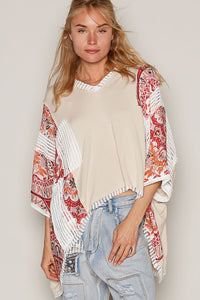 POL Oversized Contrasting Pattern Top in Oatmeal Shirts & Tops POL Clothing   