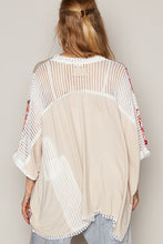 Load image into Gallery viewer, POL Oversized Contrasting Pattern Top in Oatmeal Shirts &amp; Tops POL Clothing   
