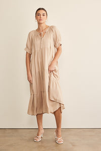 In February Flowy Tiered Maxi Dress in Latte Dress In February   