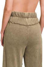 Load image into Gallery viewer, Acid Washed Exposed Seam Flare Hem Pants in Mocha Pants Zenana   
