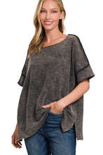 Load image into Gallery viewer, Acid Washed French Terry Top in Ash Black Shirts &amp; Tops Zenana   
