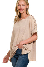 Load image into Gallery viewer, Acid Washed French Terry Top in Ash Mocha Shirts &amp; Tops Zenana   
