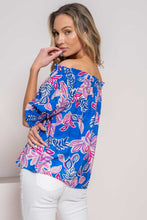 Load image into Gallery viewer, Hailey &amp; Co On or Off the Shoulder Printed Top in Blue
