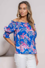 Load image into Gallery viewer, Hailey &amp; Co On or Off the Shoulder Printed Top in Blue
