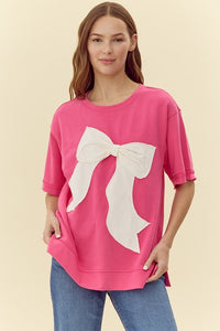 Jodifl Ribbon Patched Top in Hot Pink