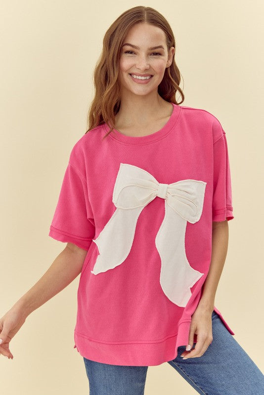 Jodifl Ribbon Patched Top in Hot Pink – June Adel