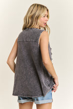 Load image into Gallery viewer, J.Her Mineral Washed Floral Trim Tank Top in Ashed Black
