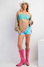 Load image into Gallery viewer, Easel Color Mix Terry Knit Pullover Top in Light Camel
