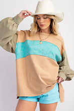 Load image into Gallery viewer, Easel Color Mix Terry Knit Pullover Top in Light Camel
