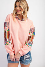 Load image into Gallery viewer, Easel Terry Knit Hooded Pullover Top in Peach
